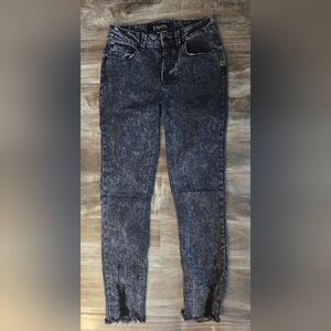 Indigo Rein Black Acid Wash Ankle Jeans